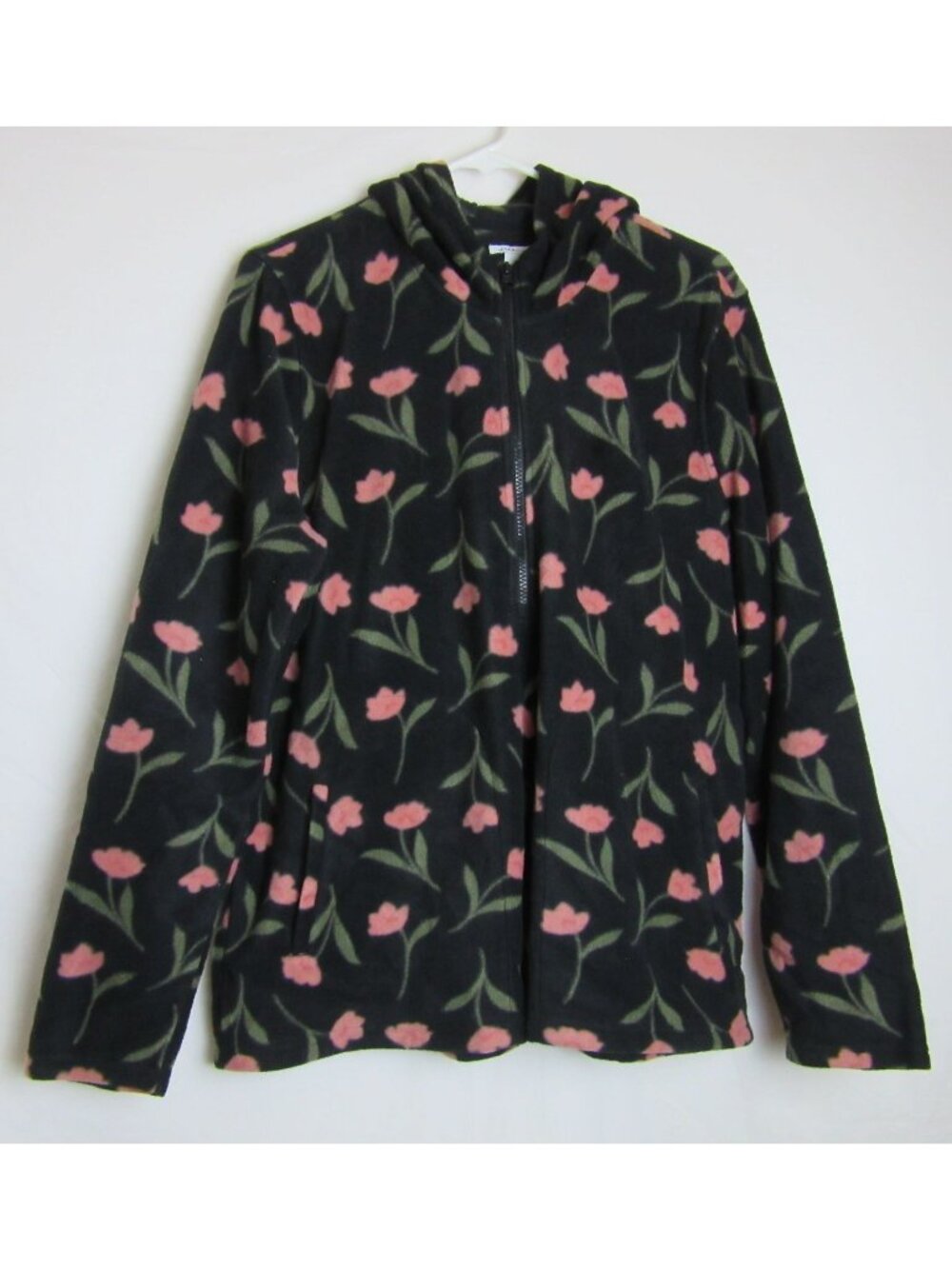 O'Neill Floral Fleece Hoodie Half Zip Jacket Black Comfortable Winter Womens L